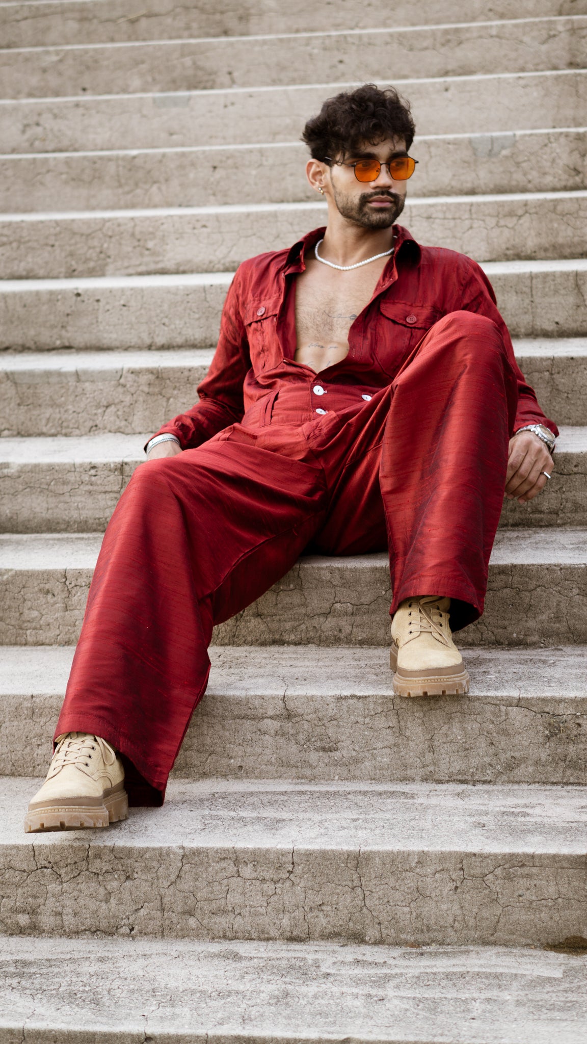 Red Pantalon for men | Highwaisted red Pants