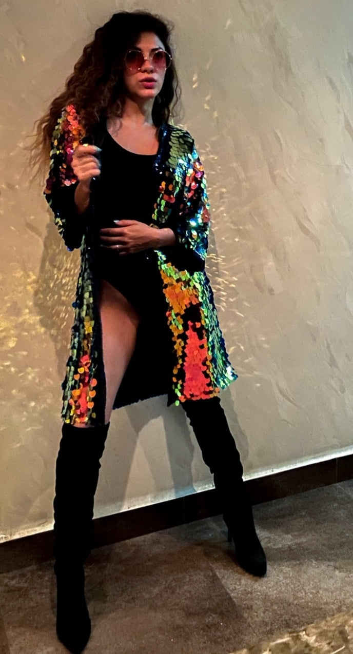 Iridescent Sequin Kimono