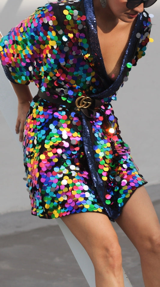 Multicolor Sequin Kimono