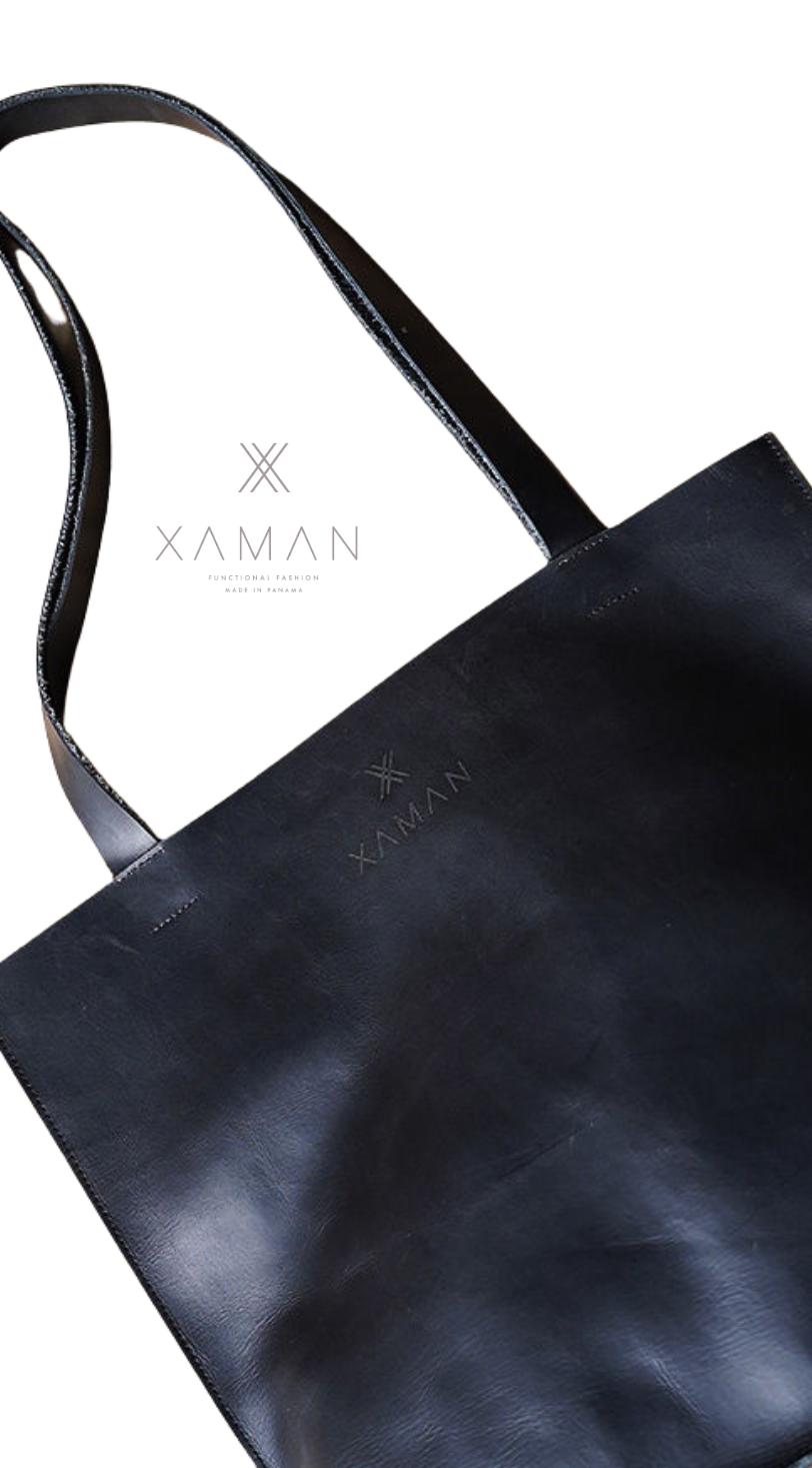 Plain Black Leather  Tote Bag - Premium Minimalistic Design