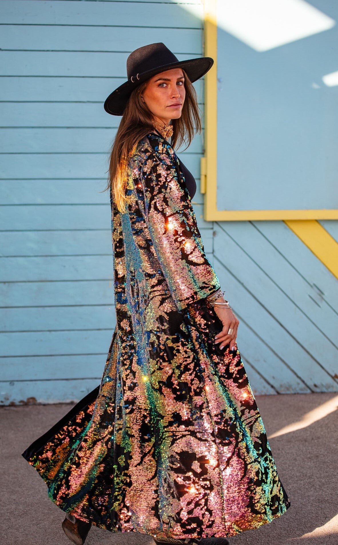 Iridescent Velvet Sequin Kimono