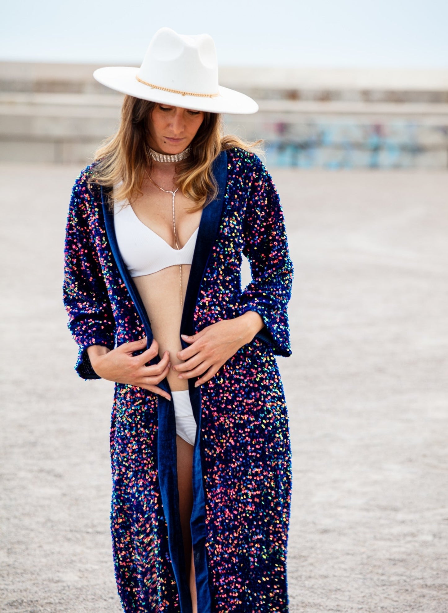 Velvet Rainbow Sequin Kimono