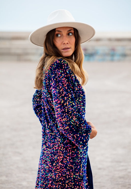 Velvet Rainbow Sequin Kimono