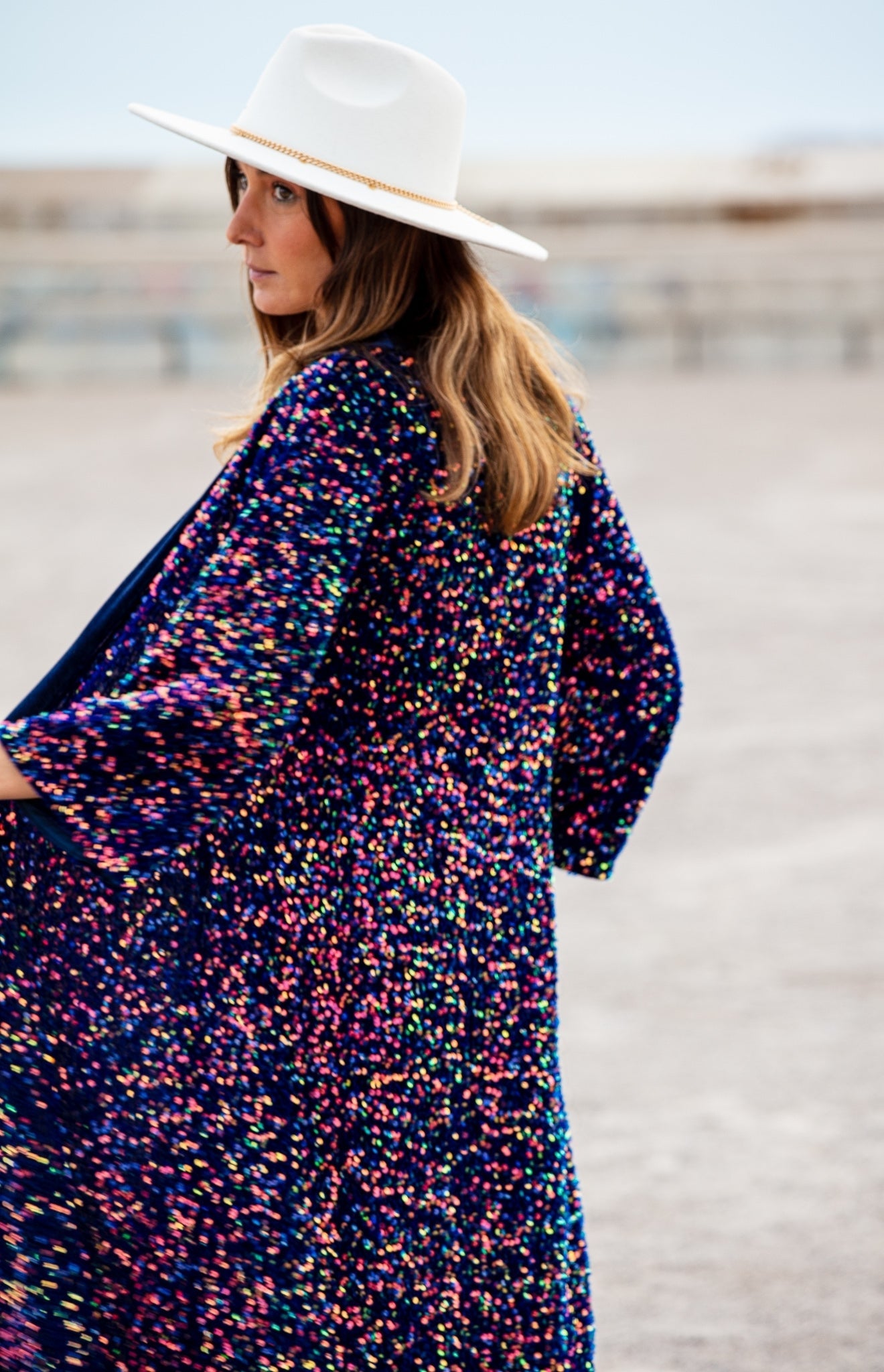 Velvet Rainbow Sequin Kimono