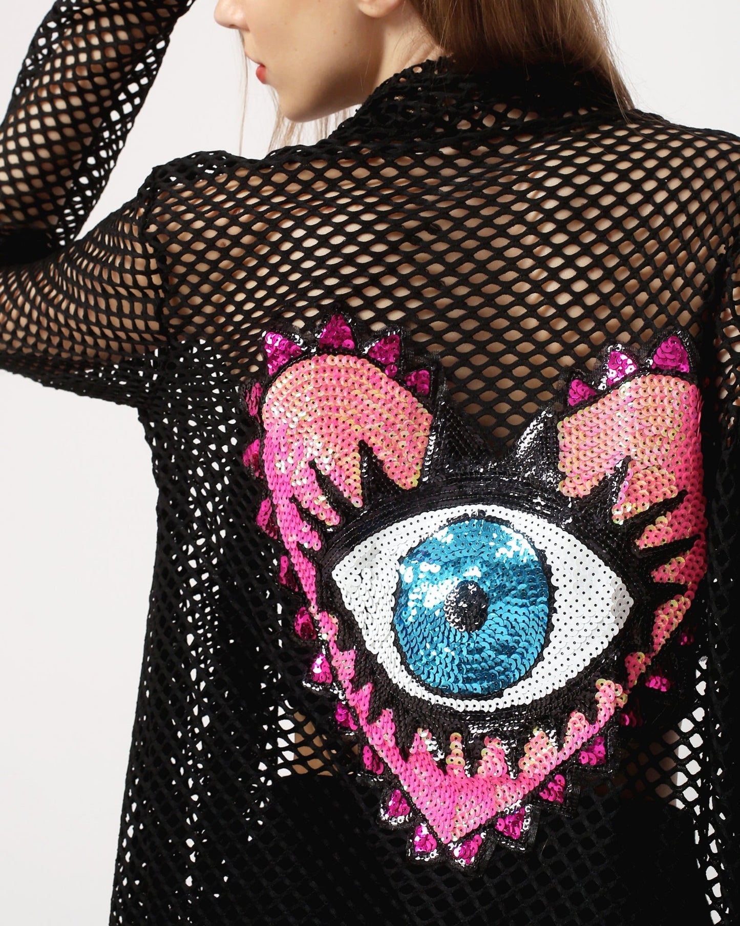 Rave and Festival Kimono with Heart and Greek Eye appliqué