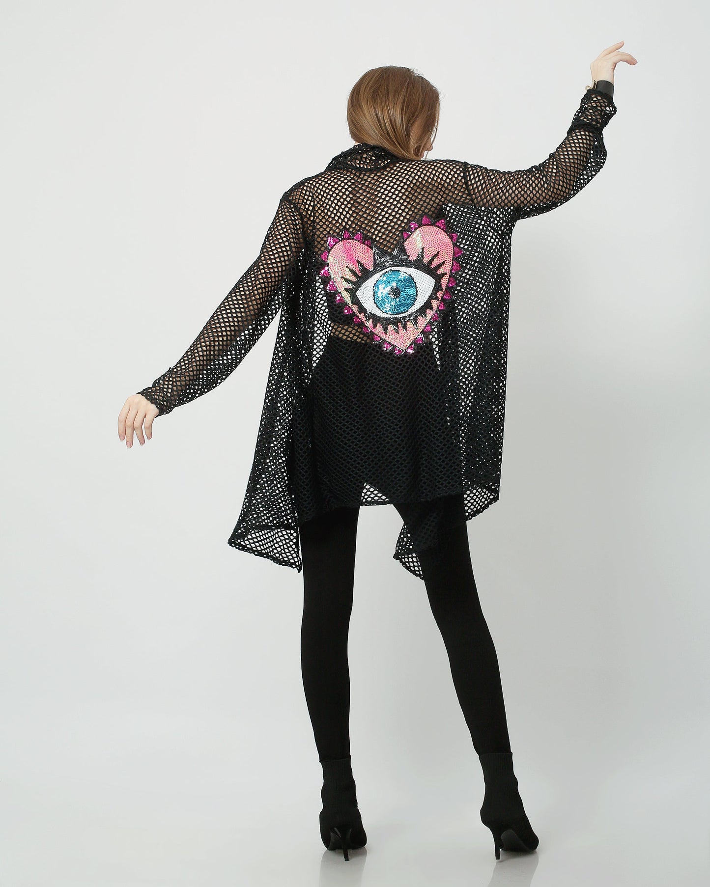 Rave and Festival Kimono with Heart and Greek Eye appliqué