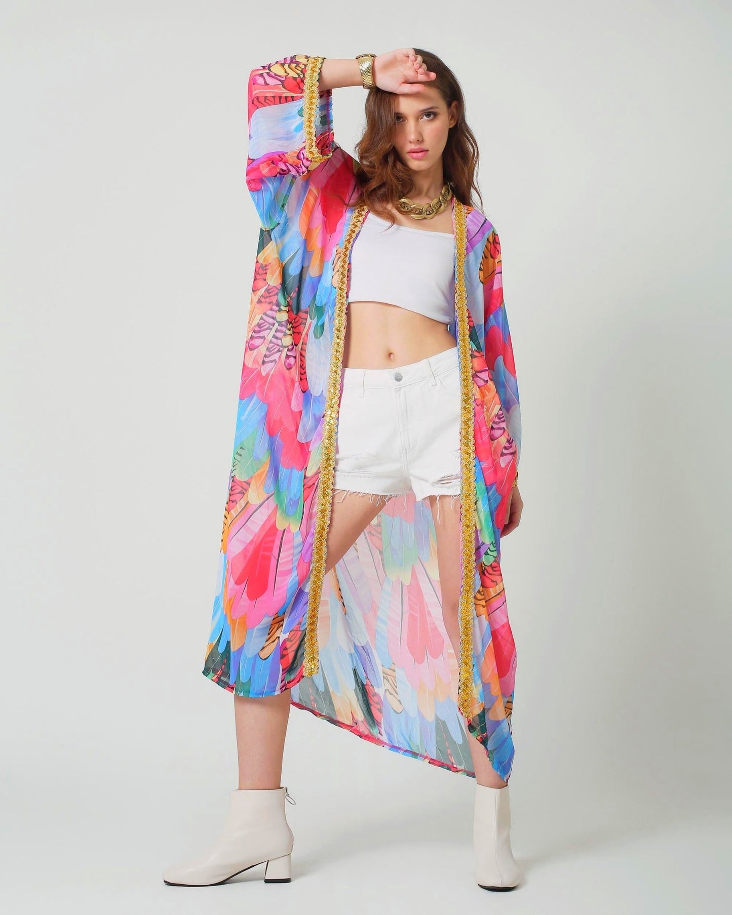 Beach Boho Kimono  - Cover up - Rave and Festival Outfit - Multicolor