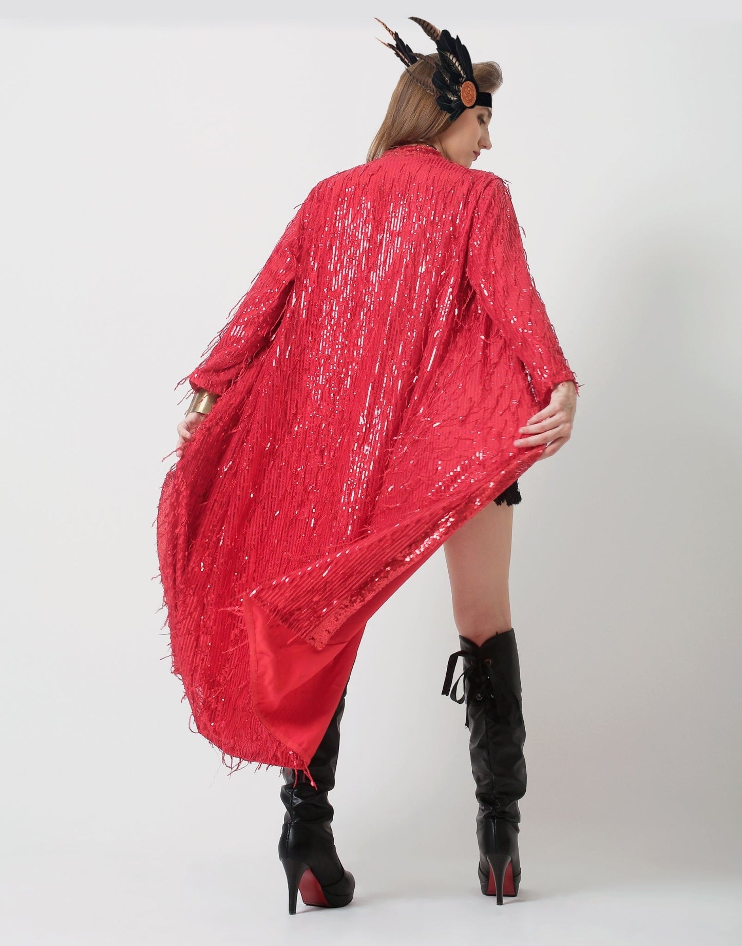 Red sequin kimono - Festival Clothing Women - Burning man - Coachella