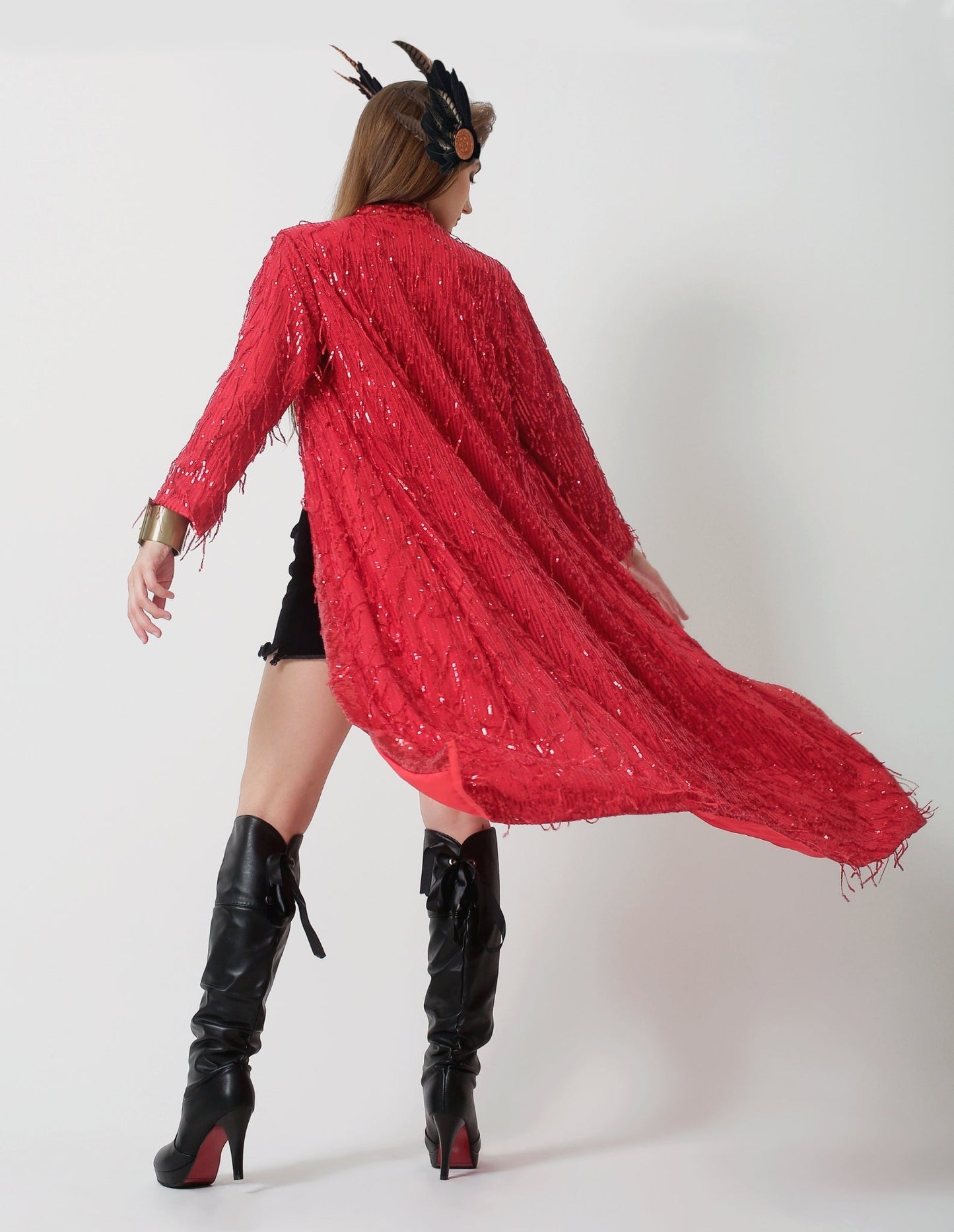 Red sequin kimono - Festival Clothing Women - Burning man - Coachella