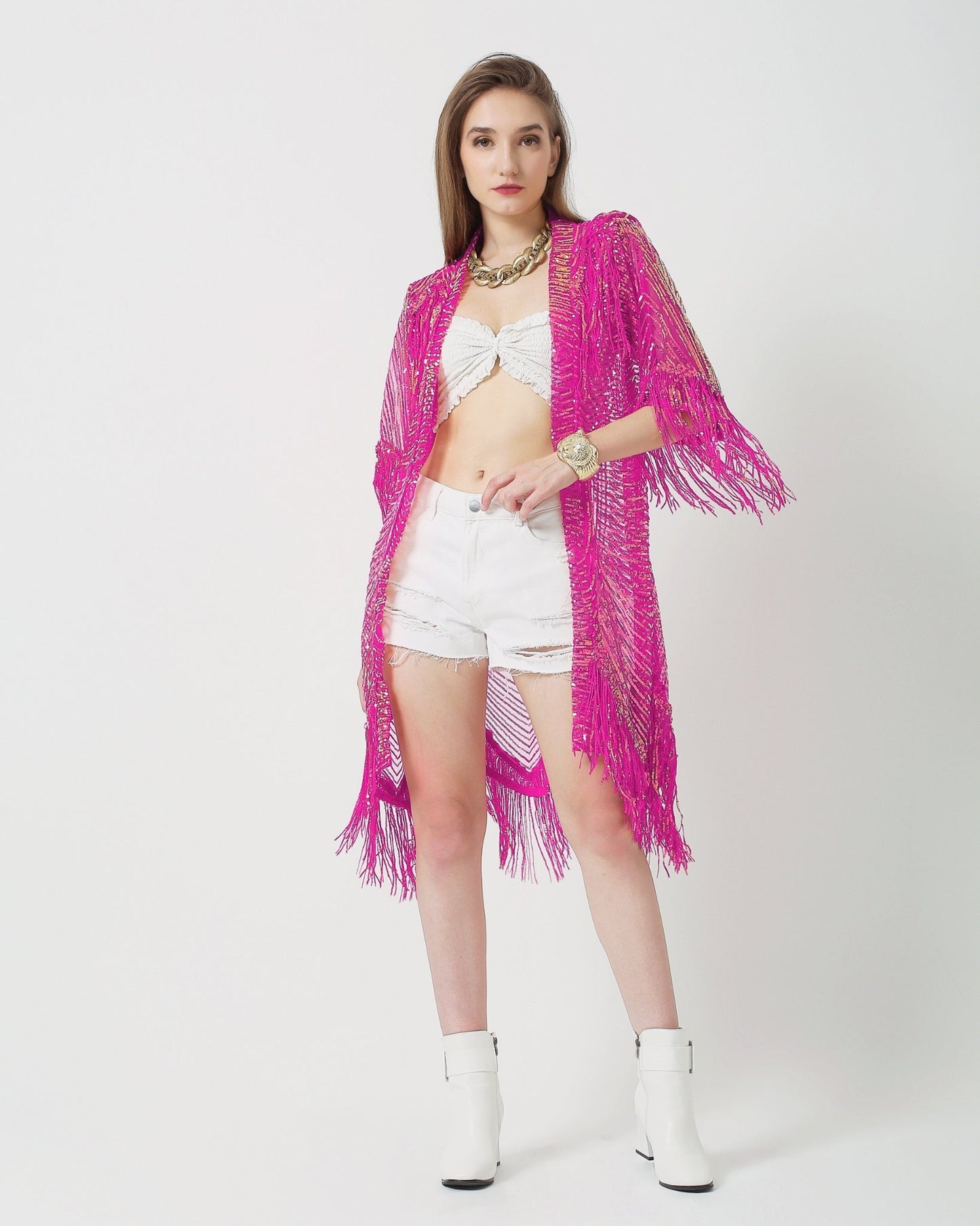 Barbie Pink Kimono - Queen Kimono Luxury - Rave and Festival Robe for Women - Coachella Outfit