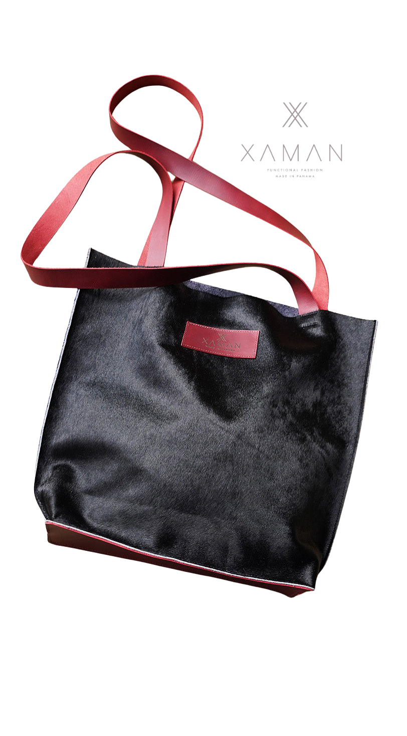 Black Leather tote bag- Premium Cowhide unisex design