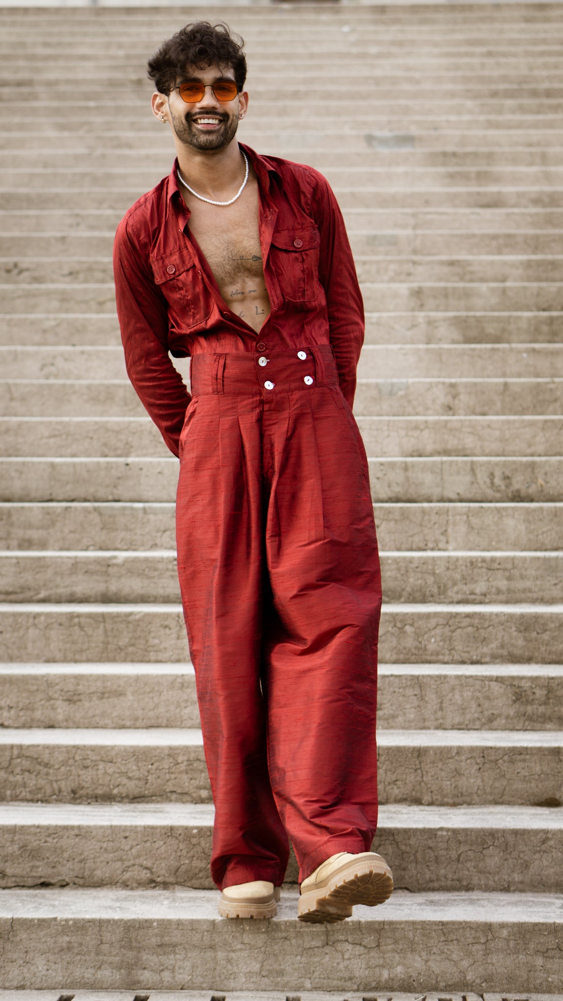 Red Pantalon for men | Highwaisted red Pants
