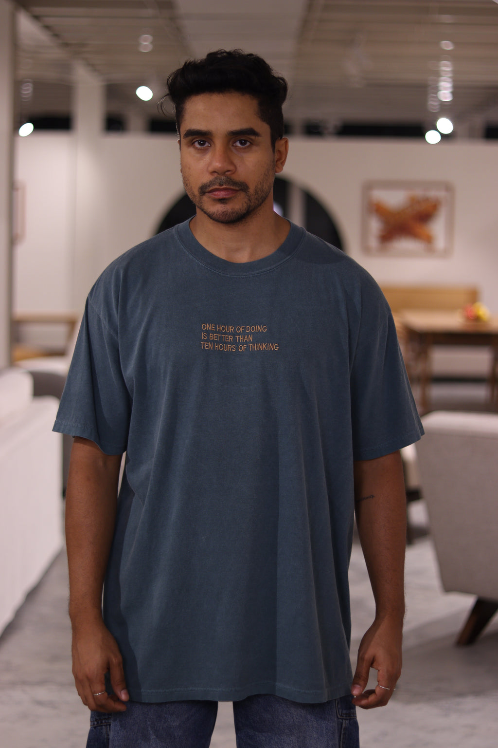 Pre- washed - blue shirt -mantra (