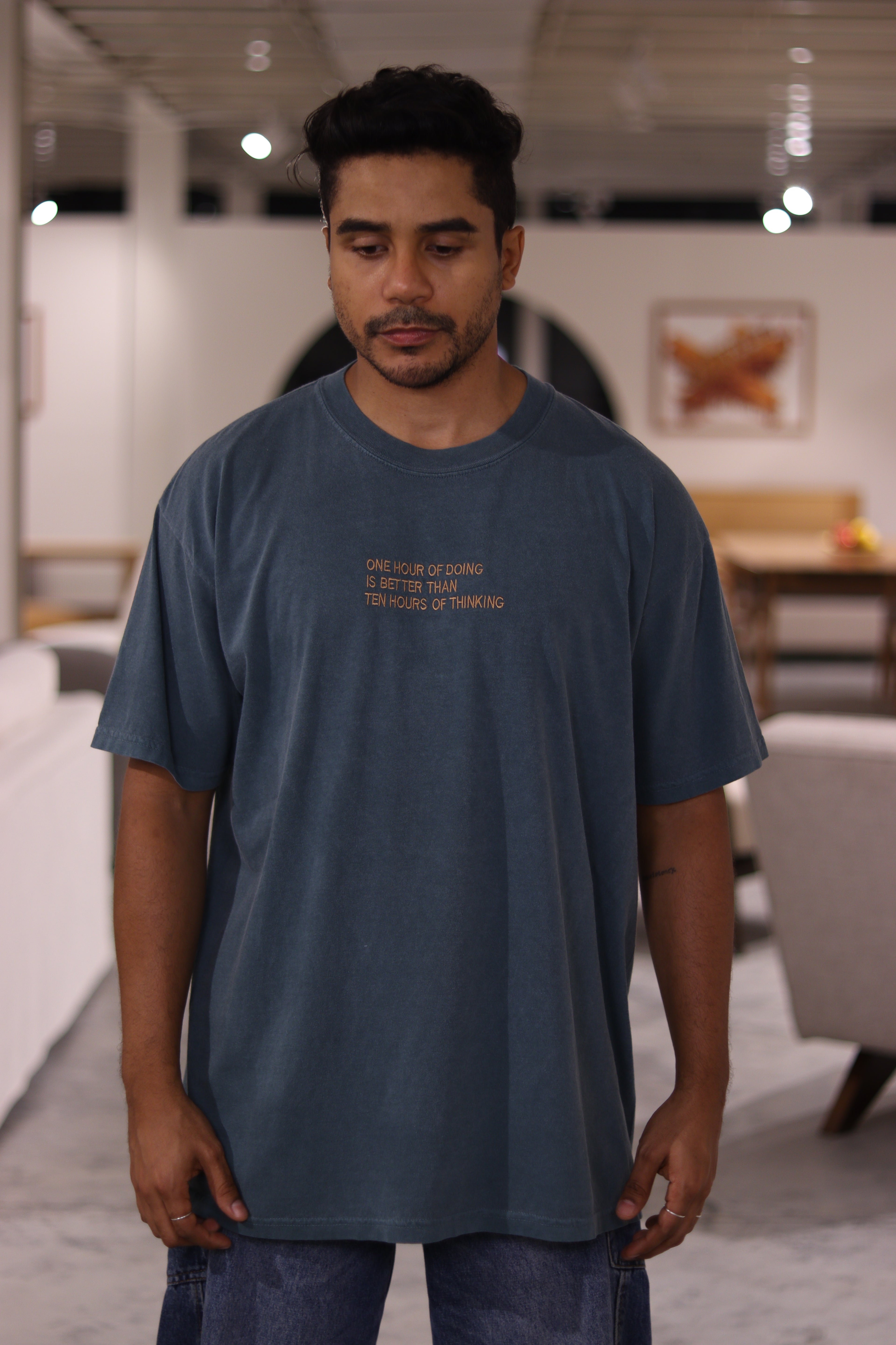 Pre- washed - blue shirt -mantra (