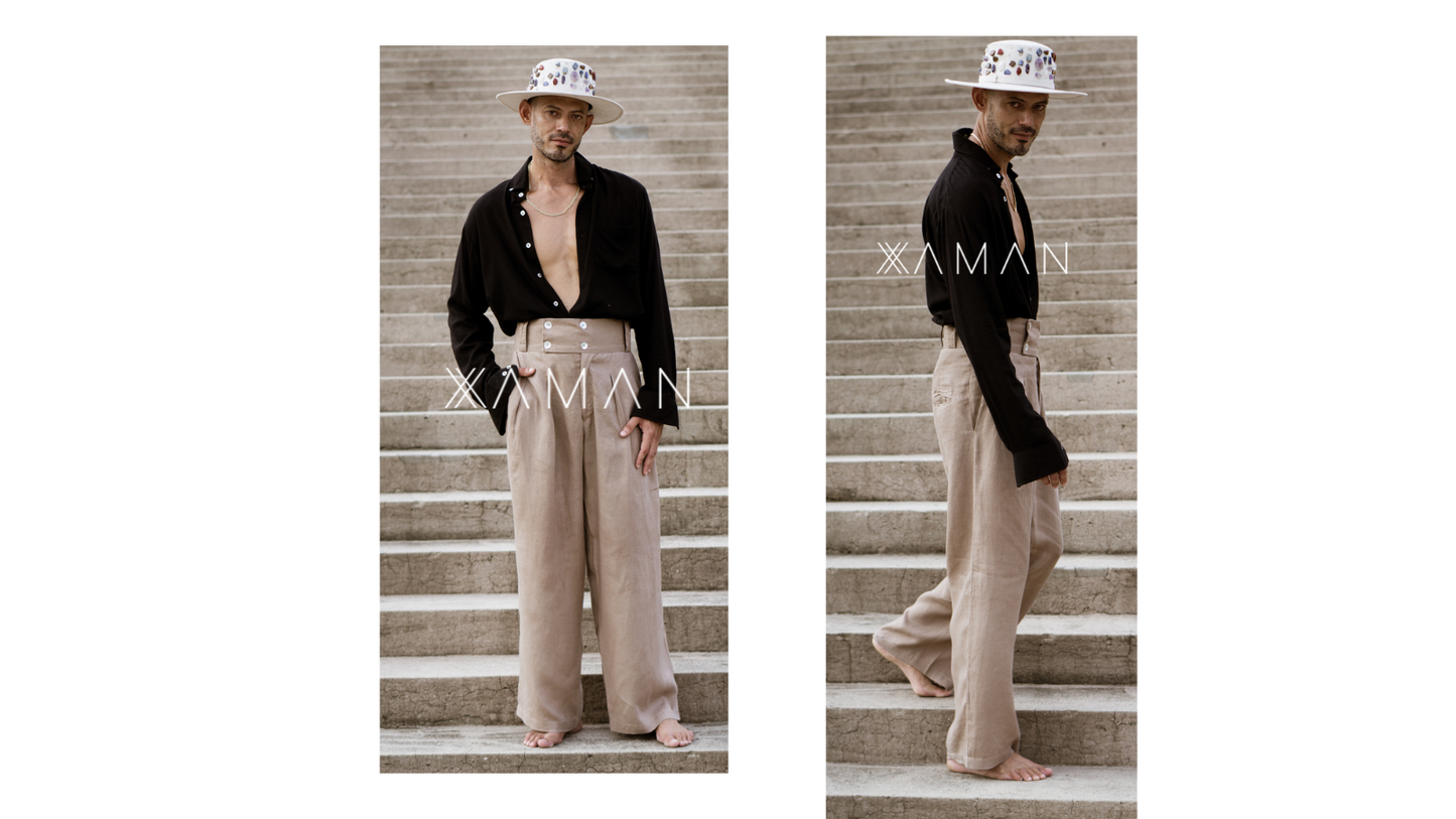 Men's Pantalon | High rise pants for men | Nude pants for men