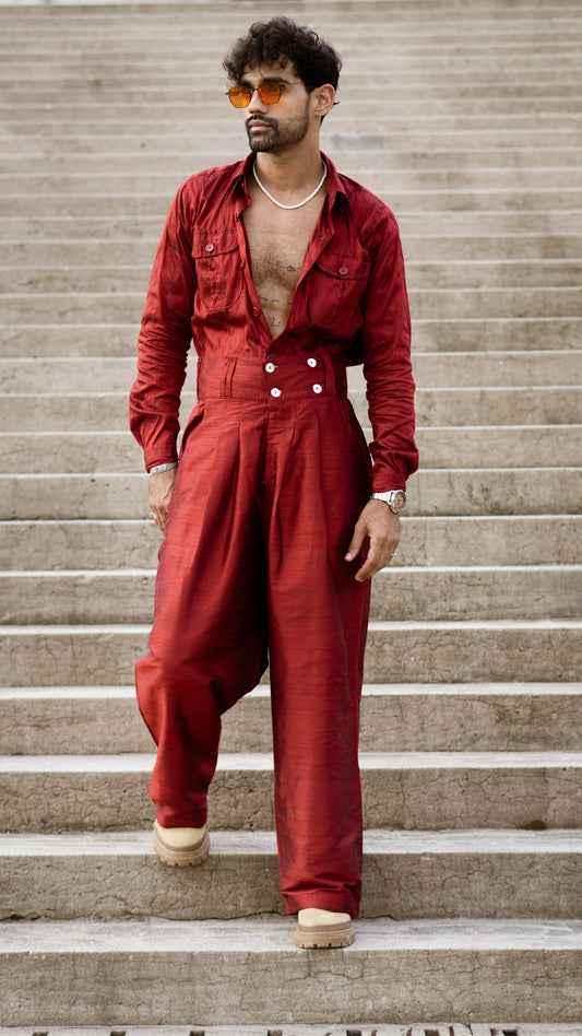 Red Pantalon for men | Highwaisted red Pants